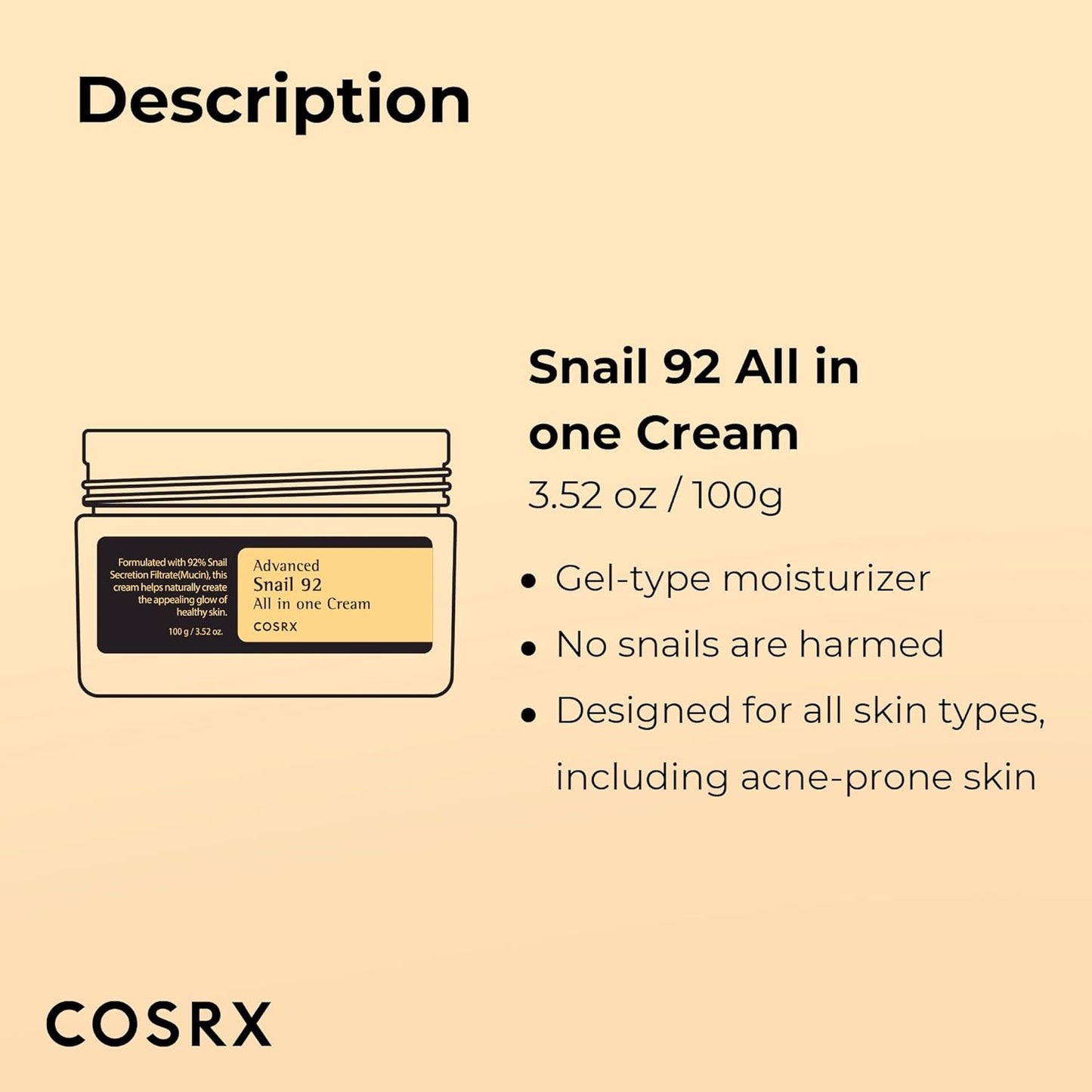 COSRX CREMA REPARADORA CON MUCINA DE CARACOL AL 92%